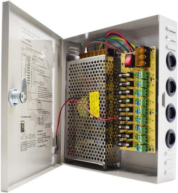 FONTE DE ALIMENTAÇÃO CCTV CAM 12V 10 AH 9CH CAIXA