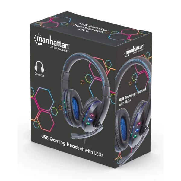 Headset USB para Jogos Manhattan com LEDs (176088)