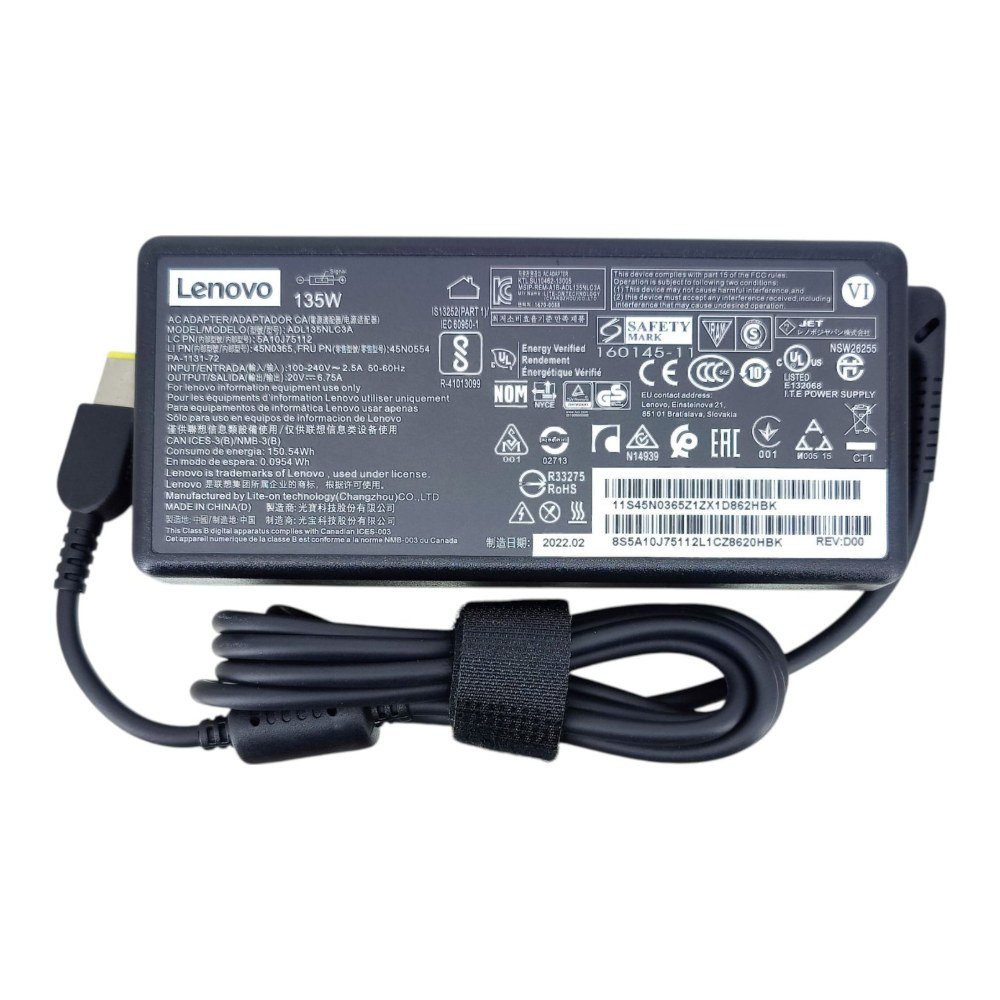 Carregador para Portátil Lenovo 170 W (20 V 8,5 A) ficha USB rectangular